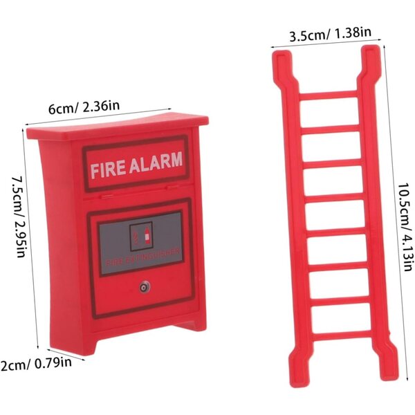 WOONEKY 5 Set Feuerwehrfiguren mit Feuerlöschern und Zubehör für das Puppenhaus