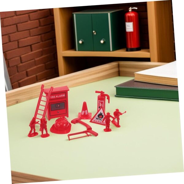 WOONEKY 5 Set Feuerwehrfiguren mit Feuerlöschern und Zubehör für das Puppenhaus