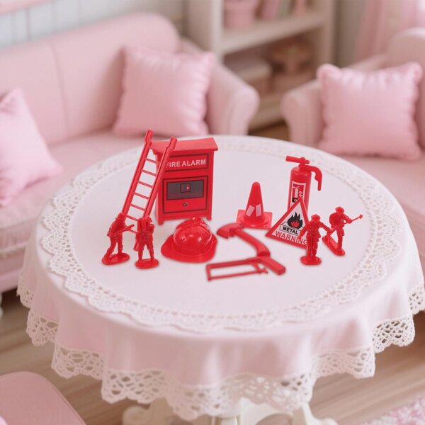 Set mit 5 Miniatur-Feuerwehrleuten und Feuerlöschern aus Kunststoff für Rollenspiele für Kinder