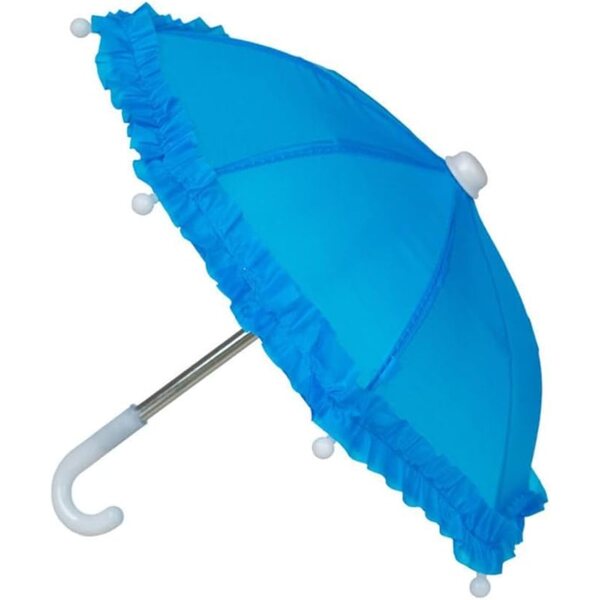 Blaue Miniatur-Parapluie in Dentelle für 45-cm-Puppen, hochwertiges Zubehör