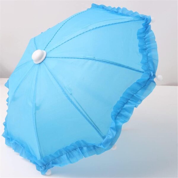 Blaue Miniatur-Parapluie in Dentelle für 45-cm-Puppen, hochwertiges Zubehör