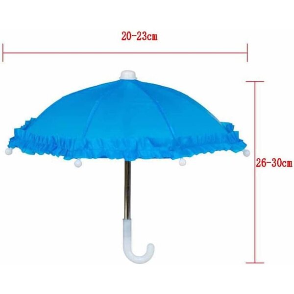 Blaue Miniatur-Parapluie in Dentelle für 45-cm-Puppen, hochwertiges Zubehör