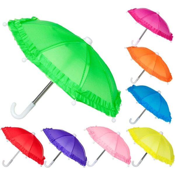 Blaue Miniatur-Parapluie in Dentelle für 45-cm-Puppen, hochwertiges Zubehör