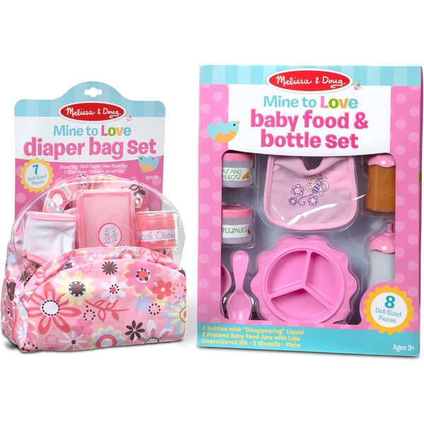 Melissa & Doug Deluxe 2-in-1 Puppenpflege- und Wickelzubehörset