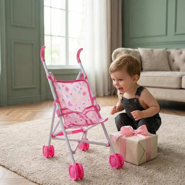 Sharplace Zusammenklappbarer und realistischer Puppenspielzeug-Kinderwagen für Kinder