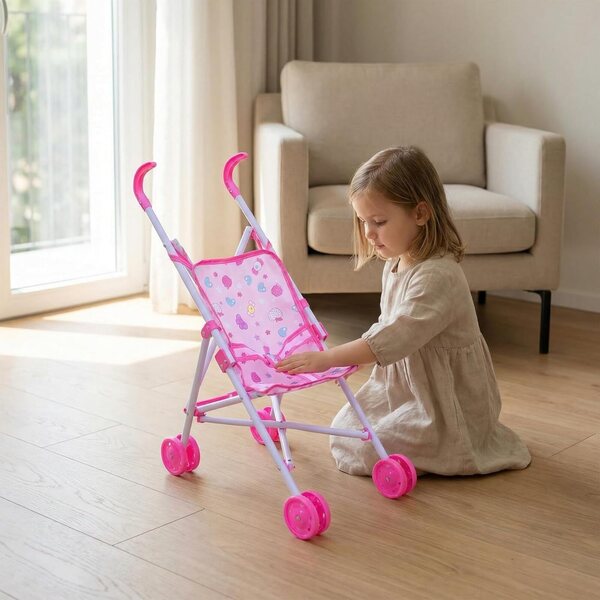 Sharplace Zusammenklappbarer und realistischer Puppenspielzeug-Kinderwagen für Kinder