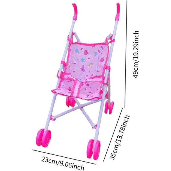 Sharplace Zusammenklappbarer und realistischer Puppenspielzeug-Kinderwagen für Kinder