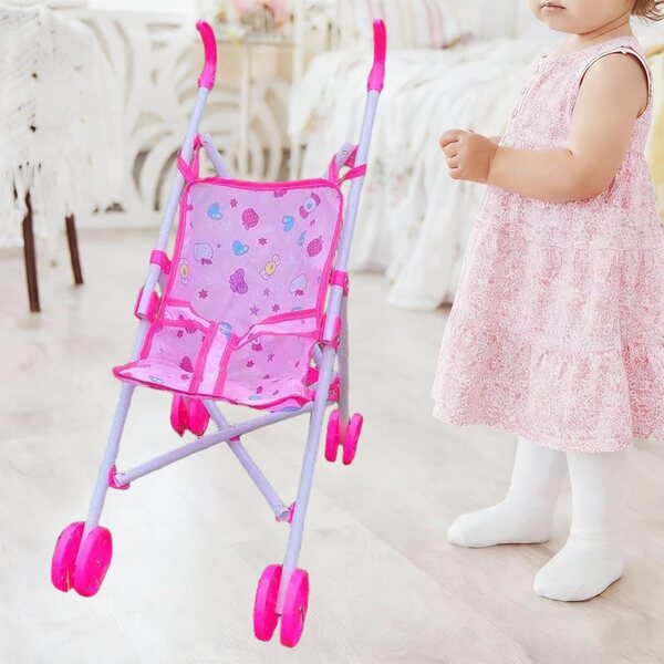 Sharplace Zusammenklappbarer und realistischer Puppenspielzeug-Kinderwagen für Kinder