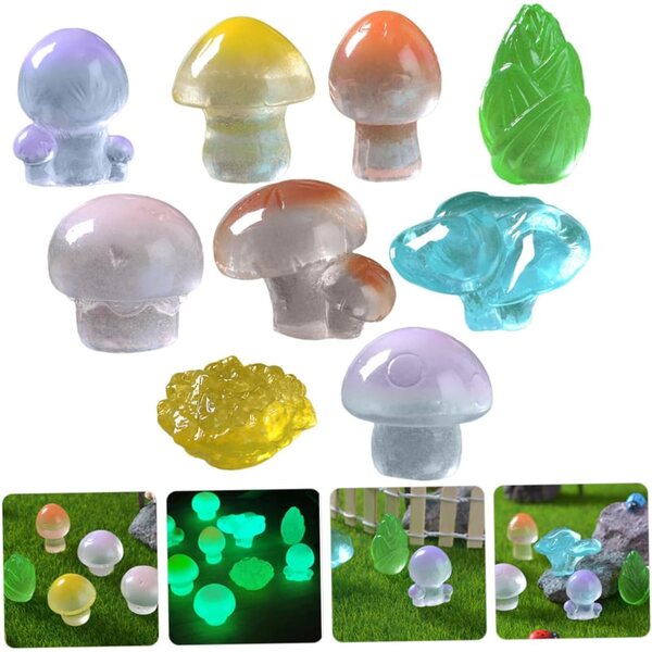 UPKOCH 18 phosphoreszierende Mini-Pilze aus Kunstharz für Heim- und Gartendekorationen