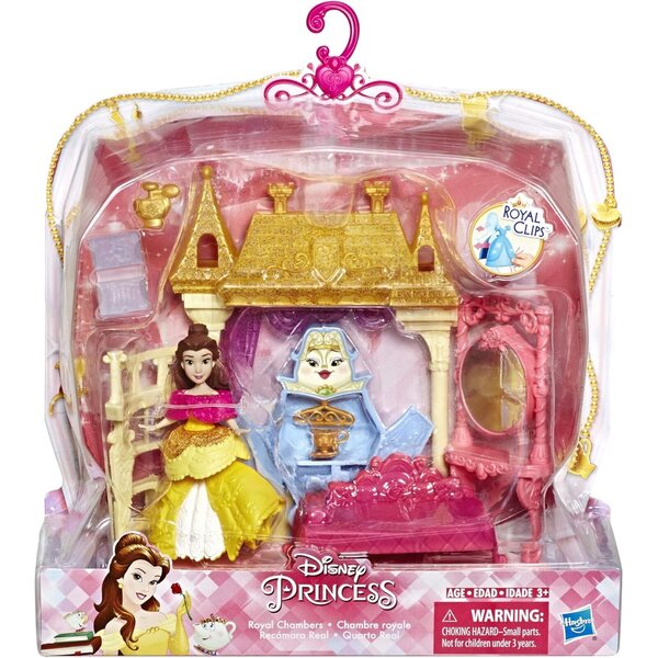 Disney Princess Royal Chamber Spielset mit Belle-Puppe und Fashion-Clip-Kleid