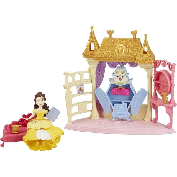Disney Princess Royal Chamber Spielset mit Belle-Puppe und Fashion-Clip-Kleid