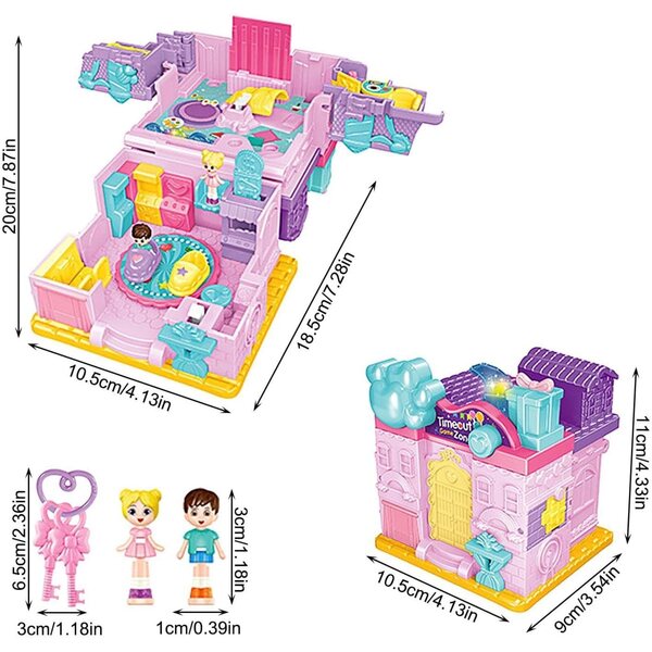 Helles Haus im Prinzessinnenschloss mit rosa Möbeln und multifunktionalem Spielzeug