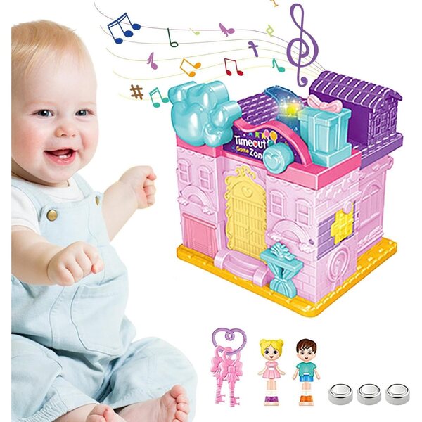 Helles Haus im Prinzessinnenschloss mit rosa Möbeln und multifunktionalem Spielzeug