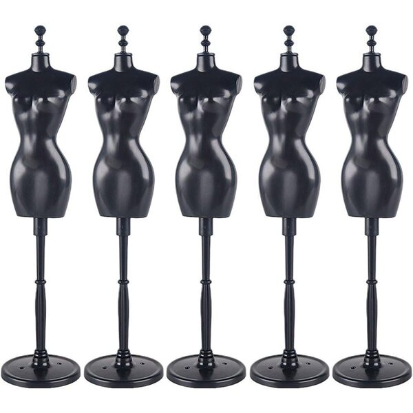 Set mit 5 Mini-Schaufensterpuppen für Plastikpuppen, 27 cm, Schwarz – Ausstellung von Kleidern und Kleidung