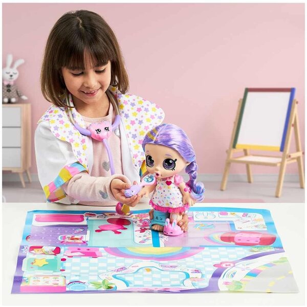 Rainbow Kate Kindi Kids 10" mit interaktivem Shopkin-Zubehör für Krankenhausspiel