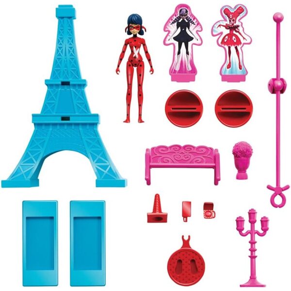BANDAI Eiffelturm-Spielset mit Marienkäfer-Figur 15 cm und dekorativem Zubehör
