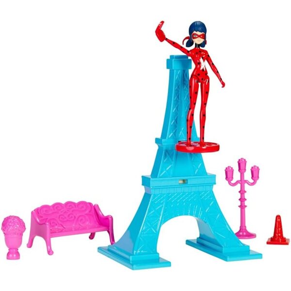 BANDAI Eiffelturm-Spielset mit Marienkäfer-Figur 15 cm und dekorativem Zubehör
