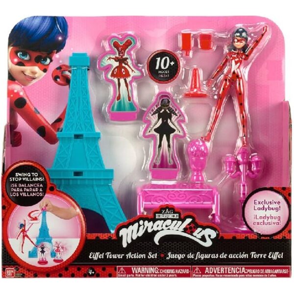 BANDAI Eiffelturm-Spielset mit Marienkäfer-Figur 15 cm und dekorativem Zubehör