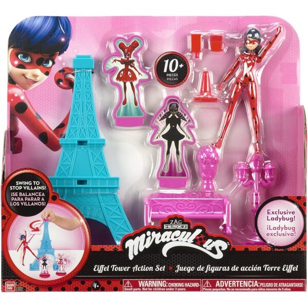 BANDAI Eiffelturm-Spielset mit Marienkäfer-Figur 15 cm und dekorativem Zubehör