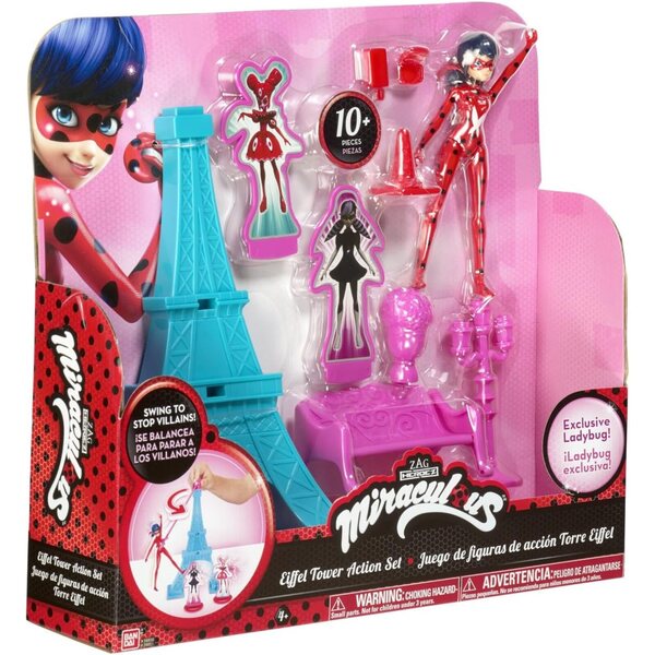 BANDAI Eiffelturm-Spielset mit Marienkäfer-Figur 15 cm und dekorativem Zubehör