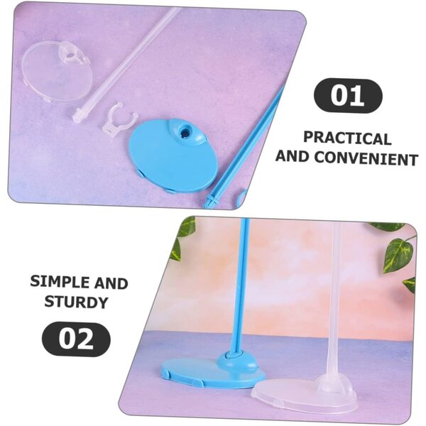 Supporto Figurine ed Espositore per Bambole Trasparente e Blu, Set 12 Pezzi Stabile