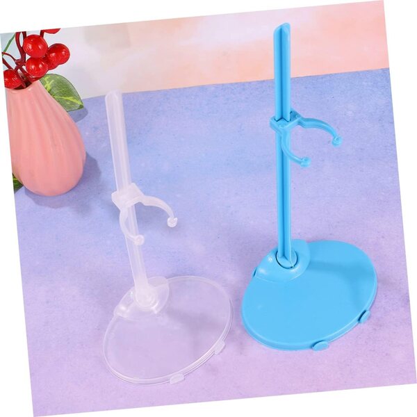 Supporto Figurine ed Espositore per Bambole Trasparente e Blu, Set 12 Pezzi Stabile