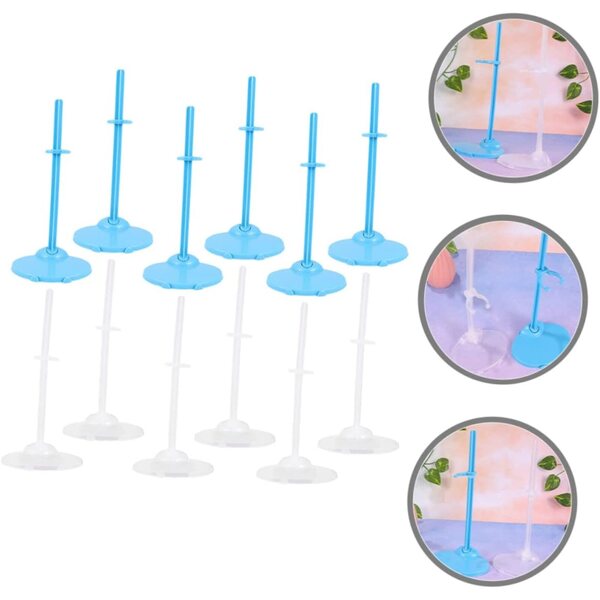 Supporto Figurine ed Espositore per Bambole Trasparente e Blu, Set 12 Pezzi Stabile