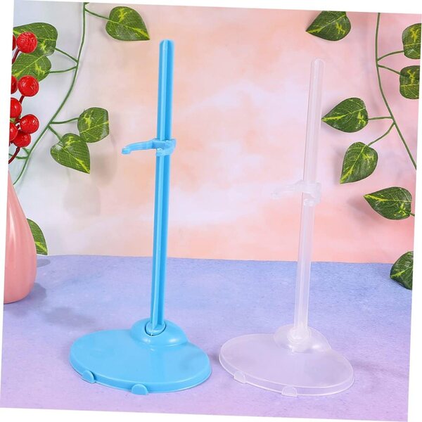 Supporto Figurine ed Espositore per Bambole Trasparente e Blu, Set 12 Pezzi Stabile