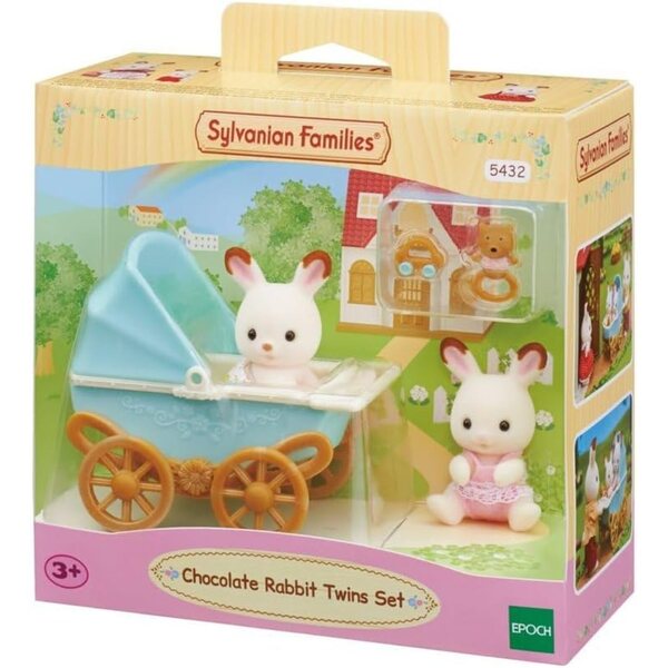 Sylvanian Families – Doppelkinderwagen mit Chocolate Rabbit Twins und Zubehör