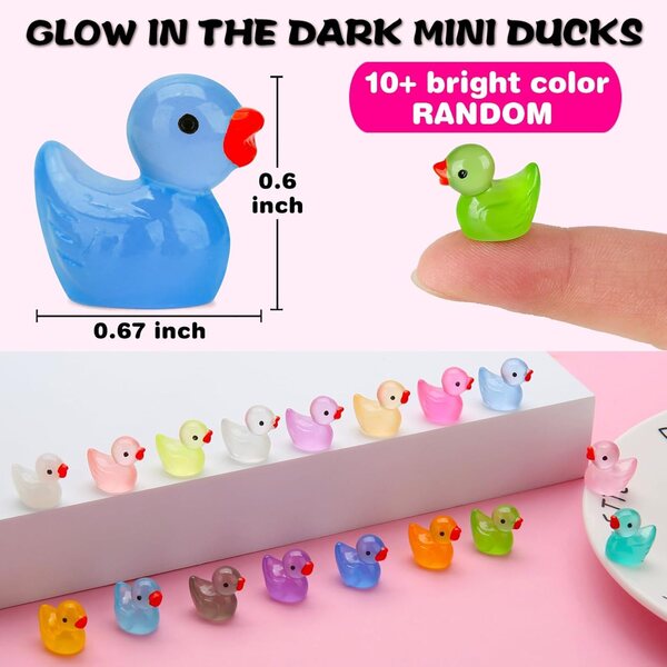 GWAHSA 240 leuchtende Mini-Enten aus Kunstharz, bunt und im Dunkeln leuchtend