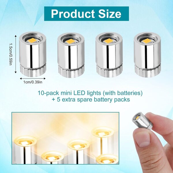 Mini LED světla na baterie 10ks pro DIY dekorace a modely s teplým světlem