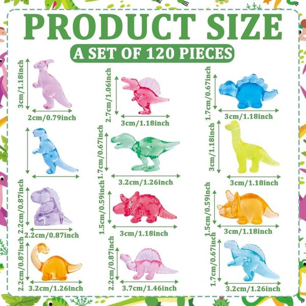 DIYDEC Mini pryskyřiční dinosauři 120 kusů pro dekorace domečku pro panenky a mikrozahrady