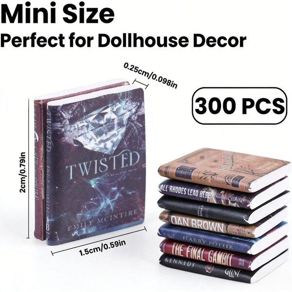 DIYDEC 300 mini knih pro dekorace domečku pro panenky a kutilské projekty