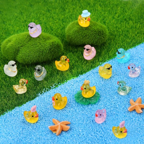 120 Pcs Mini Resin Ducks, Tiny Animals Figures to Hide Small Little Plastic Miniature Ducks Bulk for Dollhouse Decor Home Office Potted Fish Tank Aquarium Landscape Micro Fairy Garden Accessories