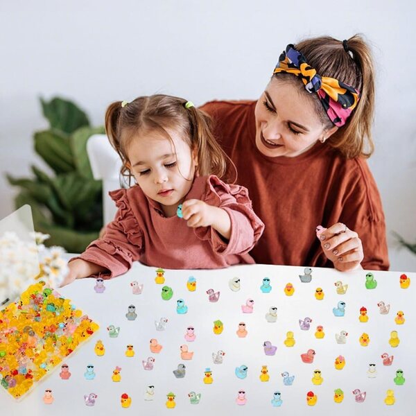 120 Pcs Mini Resin Ducks, Tiny Animals Figures to Hide Small Little Plastic Miniature Ducks Bulk for Dollhouse Decor Home Office Potted Fish Tank Aquarium Landscape Micro Fairy Garden Accessories