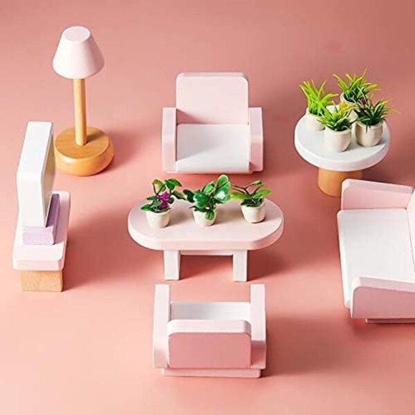 Chuangdi 12 Mini-Kunstpflanzen für Puppenhäuser, 6 Arten von Miniatur-Bonsai