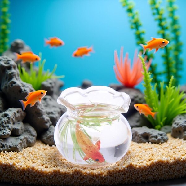 Rundes Mini-Aquarium aus mehrfarbigem Glas für Puppenhäuser und Basteldekorationen