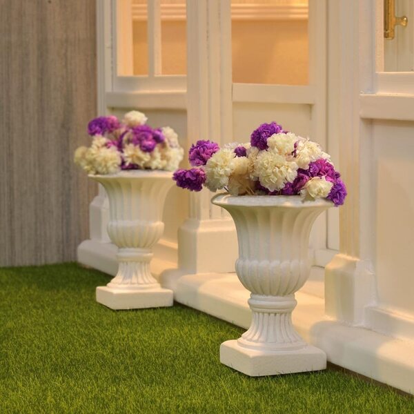 Puppenhaus-Miniaturzubehör – 2 römische Urnenvasen mit Trockenblumen 1:12