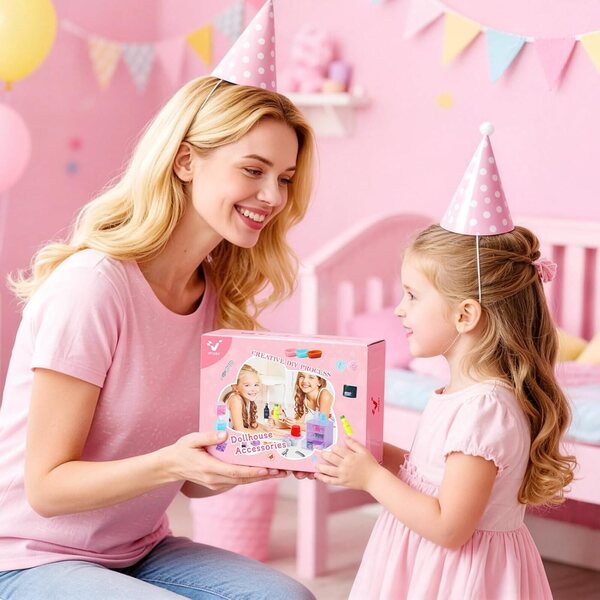 Set vu 76 Miniatur Accessoiren fir Buedzëmmer Poppen mat Make-up, Schong an Organisator