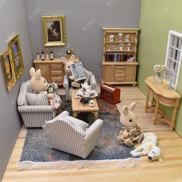 1:12 Puppenhaus-Miniatur-Rahmenset mit 8 klassischen Drucken