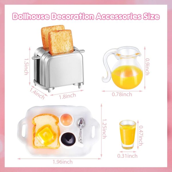 Puppenhaus-Miniaturzubehör-Set 1:12 Mini-Brot-, Saft- und Frühstücksmaschine