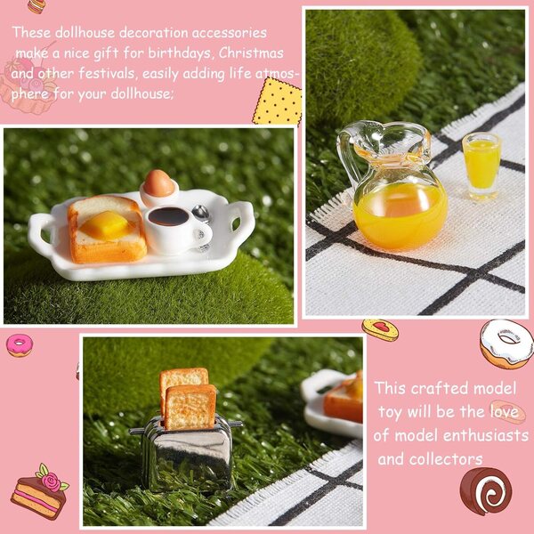 Puppenhaus-Miniaturzubehör-Set 1:12 Mini-Brot-, Saft- und Frühstücksmaschine