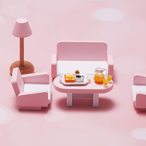 Puppenhaus-Miniaturzubehör-Set 1:12 Mini-Brot-, Saft- und Frühstücksmaschine