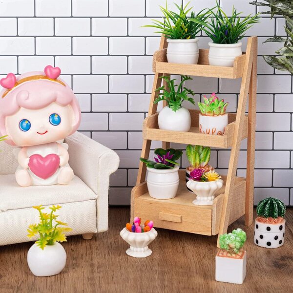 26 Miniatur-Kunstpflanzen mit Töpfen für Puppenhäuser 1:12 – Dekorationen und Geschenke