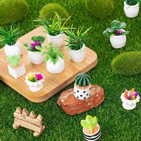 26 Miniatur-Kunstpflanzen mit Töpfen für Puppenhäuser 1:12 – Dekorationen und Geschenke