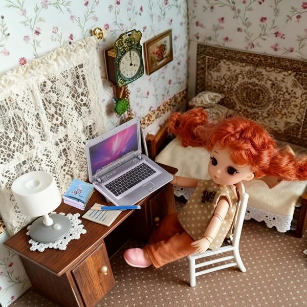 Zubehör Miniatur-Laptop-Puppenhaus 1:12 – Set mit 17 Teilen für Dekorationen und Spiele