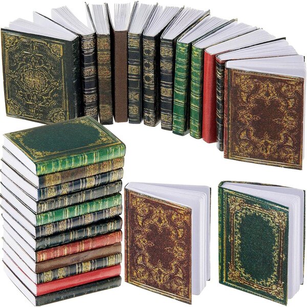 Poppenhuisboekminiaturen 1:12, 24 stuks kleurrijke papieren decoraties