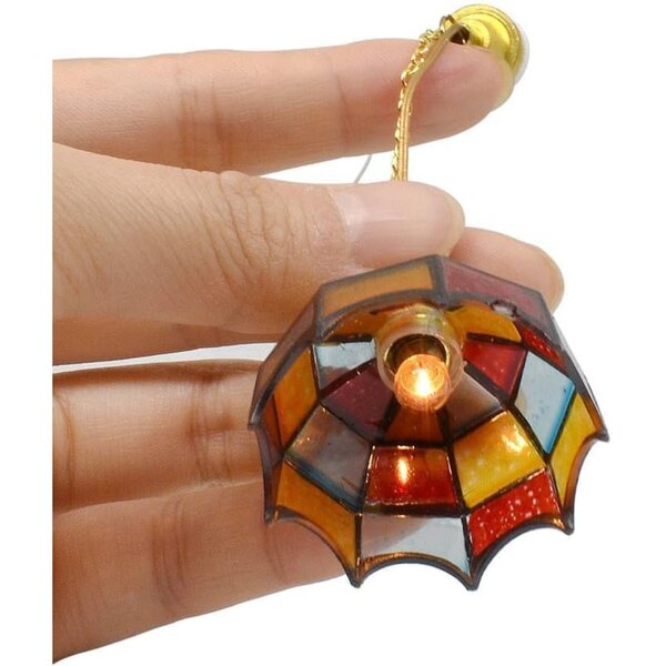 1:12 miniatuurlamp met gekleurde glazen lampenkap voor poppenhuizen