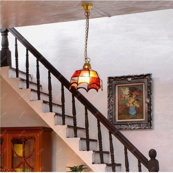 1:12 Miniaturlampe mit farbigem Glaslampenschirm für Puppenhäuser