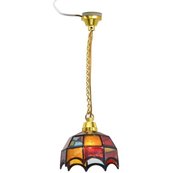 1:12 Miniaturlampe mit farbigem Glaslampenschirm für Puppenhäuser